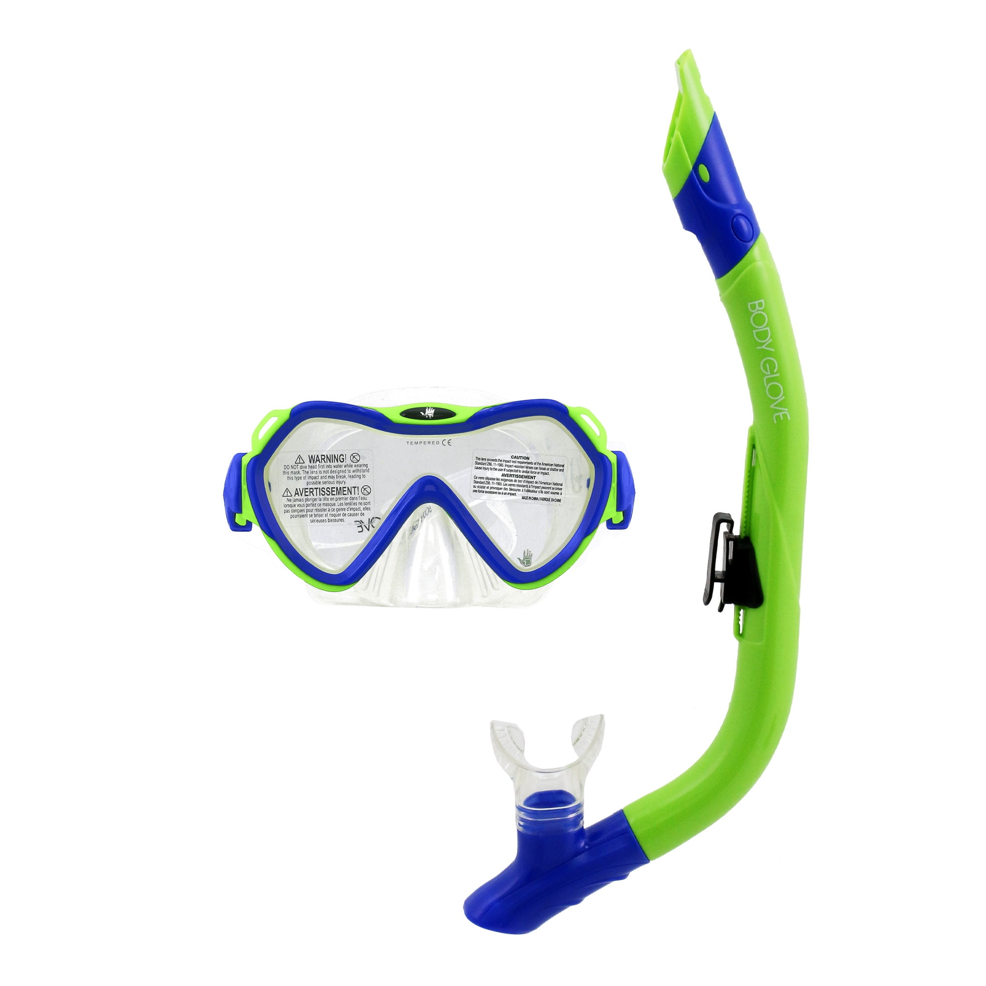 Divers Snorkel Set Blue Snorkel & Mask Youth Standard Splash Guard NEW U S 