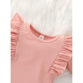 thumbnail image 5 of 2Pcs Outfits Set for Baby Girls, Long Sleeve Crewneck Ribbed Top + Floral Suspender Skirt Two-Piece Outfit, 5 of 8