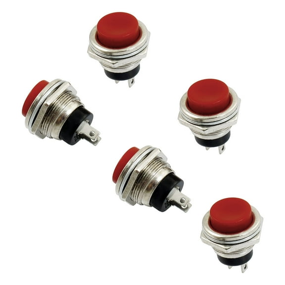 125V 3A Momentary SPST 2 Pin Terminal Red Pushbutton Switch 5 Pcs