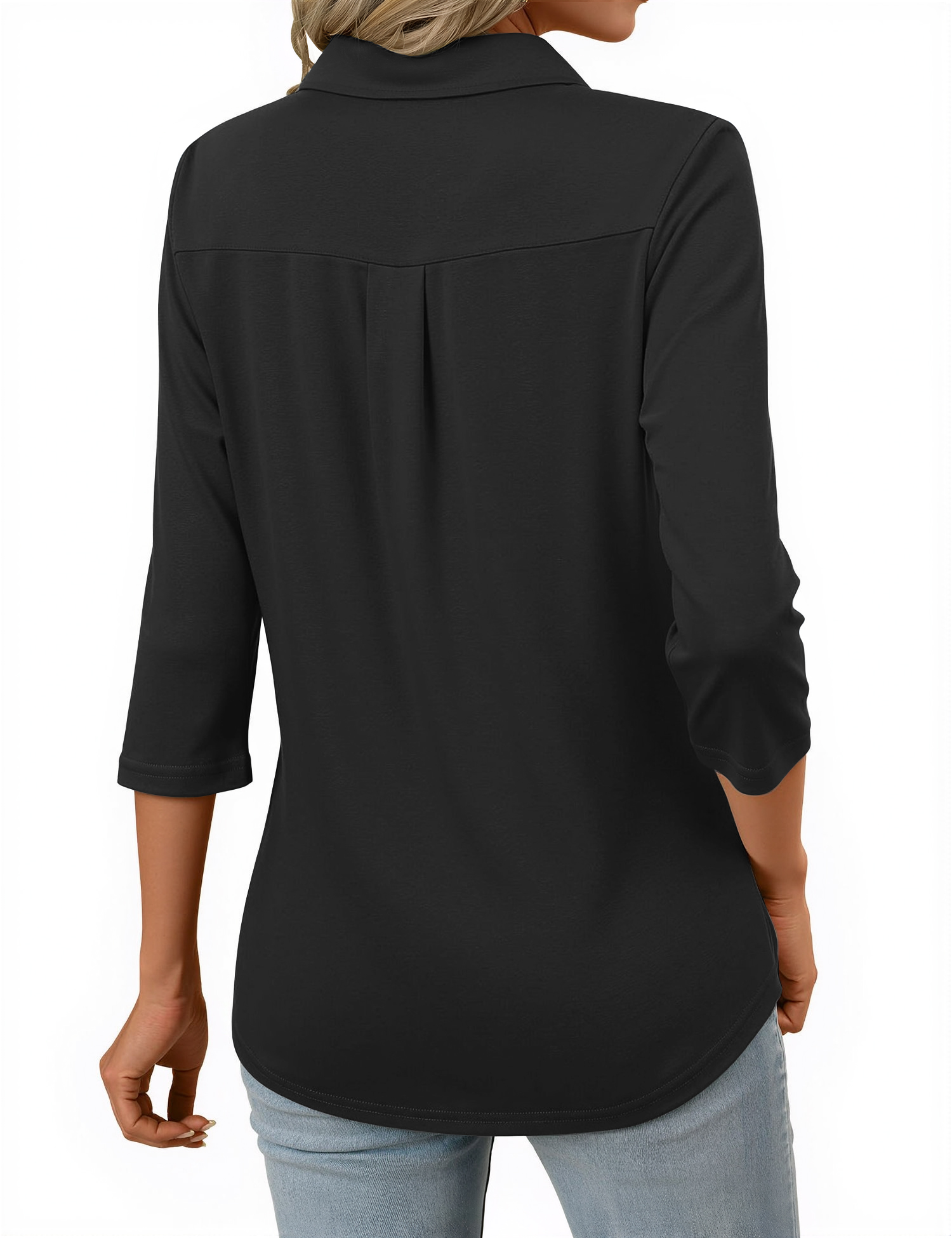 Fantaslook Women's V-Neck Polo Blouse with 3/4 Sleeves photo 3