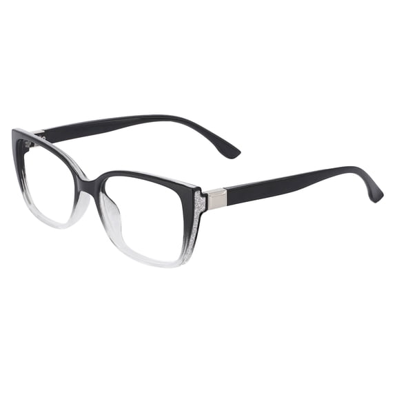 OCCI CHIARI Fashion Reading Glasses for Women Square Readers (Black-Clear)