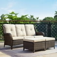 thumbnail image 3 of PARKWELL 3-Piece Patio Conversation Set,Cushioned Sofa with Ottomans,Outdoor Furniture Sets,Brown Wicker and Beige Cushion, 3 of 11