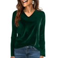 thumbnail image 7 of HLKJKLS Long Sleeve Shirts For Women Velour V Neck Long Sleeve Casual Pullover Soft Warm Velvet Top Fall Polyester Fabric Black M-4Xl, 7 of 7