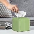 thumbnail image 6 of Naloa Green Gingham Tissue Box CoverLeather Tissue Holder Square Facial Tissue Case Facial Paper Organizer Dispenser for Bathroom, Vanity Countertop, Tabletop, Car, 6 of 8
