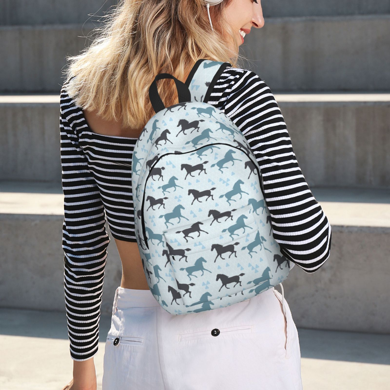 Travel Laptop Backpack - Minimalist Horse Triangle Lightweight Canvas Backpack, Wear Resistant Computer Backpack Bag Fit {sizeName} Laptop for Men Women with Adjustable Padded Shoulder Straps