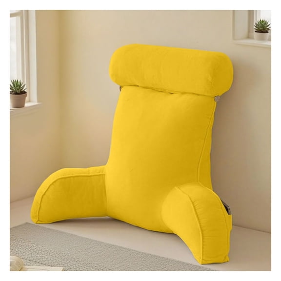 Reading Pillow with Arms, 85x60cm Sofa Bed Backrest Pillow - Natural Cotton Filled Headboard Pillow, 5 Colors for Couch, Bed, Gaming, Relaxing