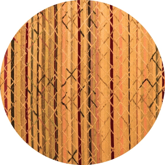 Ahgly Company Indoor Round Abstract Orange Modern Area Rugs, 5' Round