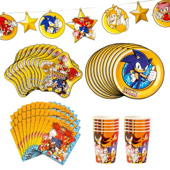 Kit de fiesta de cumpleaños Mighty Mojo Sonic The Hedgehog, 61 unidades
