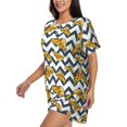 thumbnail image 3 of Womens Pajama Sets With Pocket, Cute Pizza Wavy Lines Lounge Sets Short Sleeve Sleepwear PJ Sets for Women, 3 of 6