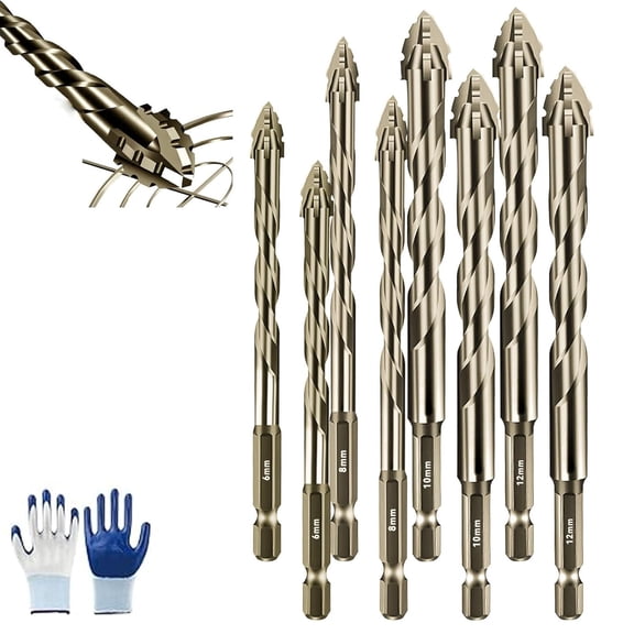 Martivex Drill Bits, 2026 Four-Flute Sawtooth Eccentric Drill Bit, High-Performance Titanium-Coated Tap Set, Four Edged Serrated Eccentric Twist Bit Set for Concrete Metal Wood