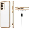 thumbnail image 4 of for Samsung Galaxy S23 Case Luxury Plating Case Cover Slim Lightweight Glossy Bling Phone Case Soft TPU Shockproof Bumper Case Electroplated Case,White, 4 of 9