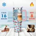 thumbnail image 4 of 40oz Cute Watermelon Pattern Stainless Steel Flip Straw Tumbler Spill Proof Travel Cup Double Wall Vacuum Insulated Coffee Mug with Top Handle, 4 of 6