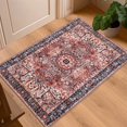 thumbnail image 1 of Indoor Entryway 2x3 Vintage Rug - Small Machine Washable Area Rug with Non-Slip Backing, Low Pile Throw Rugs for Door, Entrance, Kids Room, Bedside, Bedroom, Kitchen Brick Red 2ft x 3ft, 1 of 5