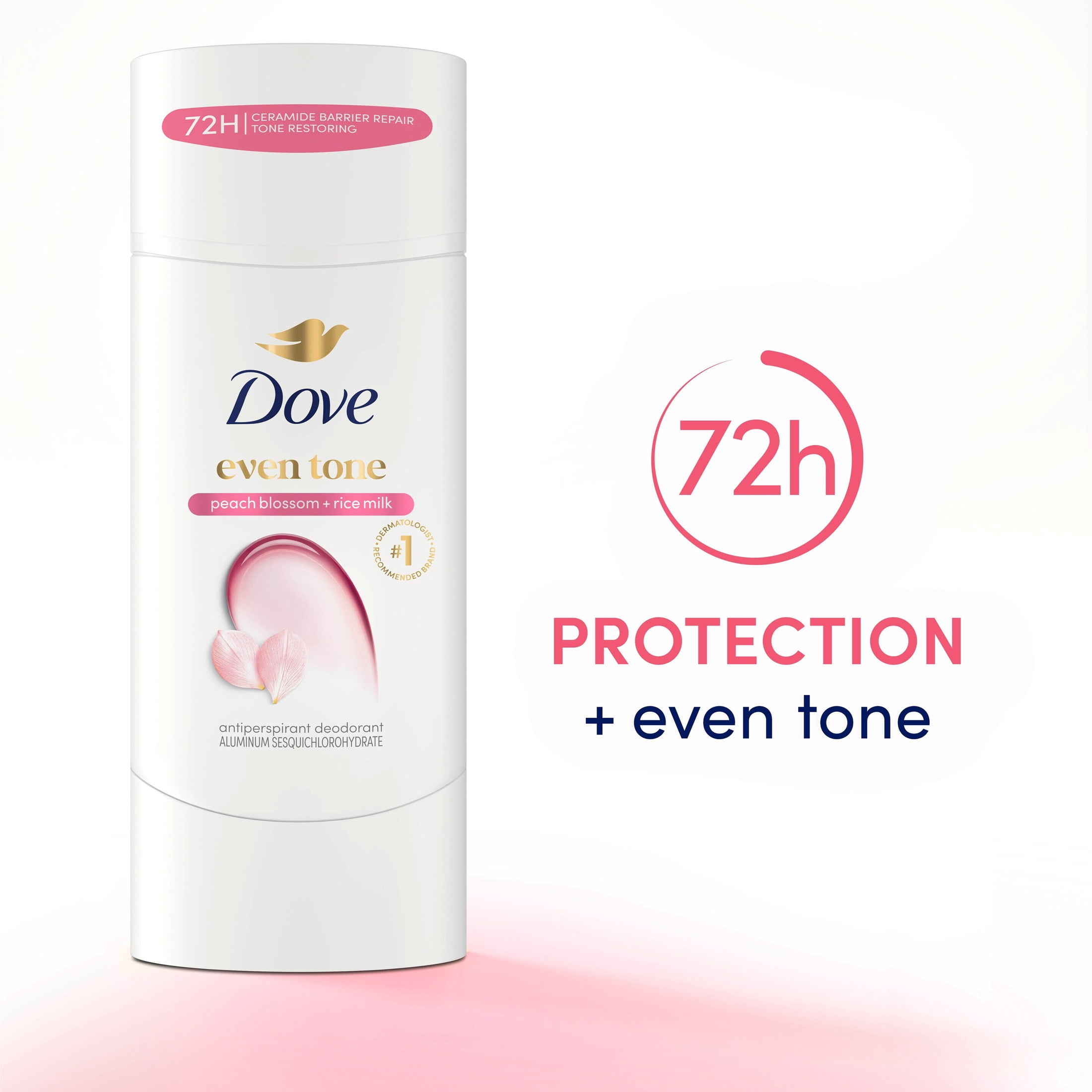 (2 pack) Dove Antiperspirant Deodorant Stick Peach Blossom & Rice Milk For Uneven Skin Tone 48-hour Odor and Sweat Protection, 2.6 oz