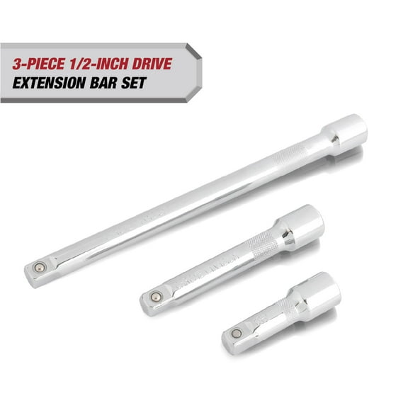 Hyper Tough 3-Piece 1/2-inch Drive Extension Bar Set, 3-Sizes