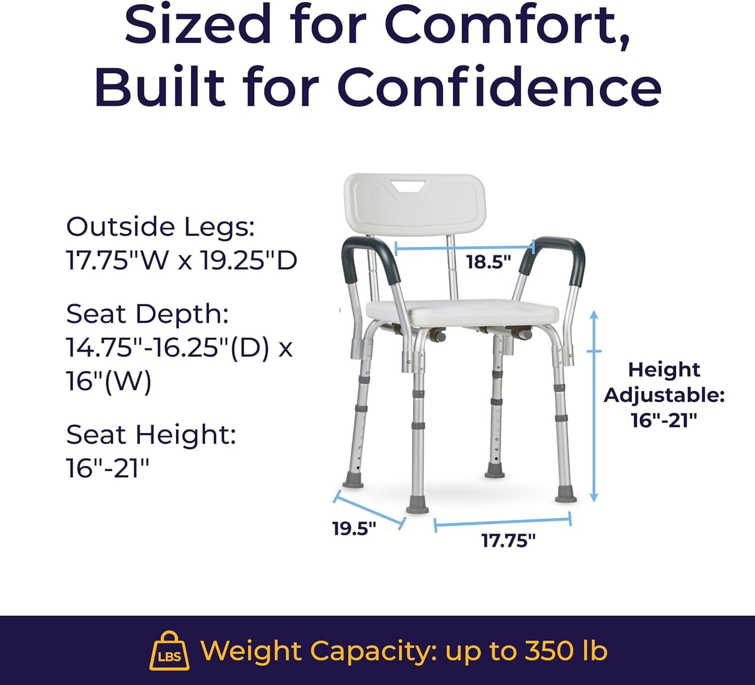 Bath Bench with Back, kd, 1 ea