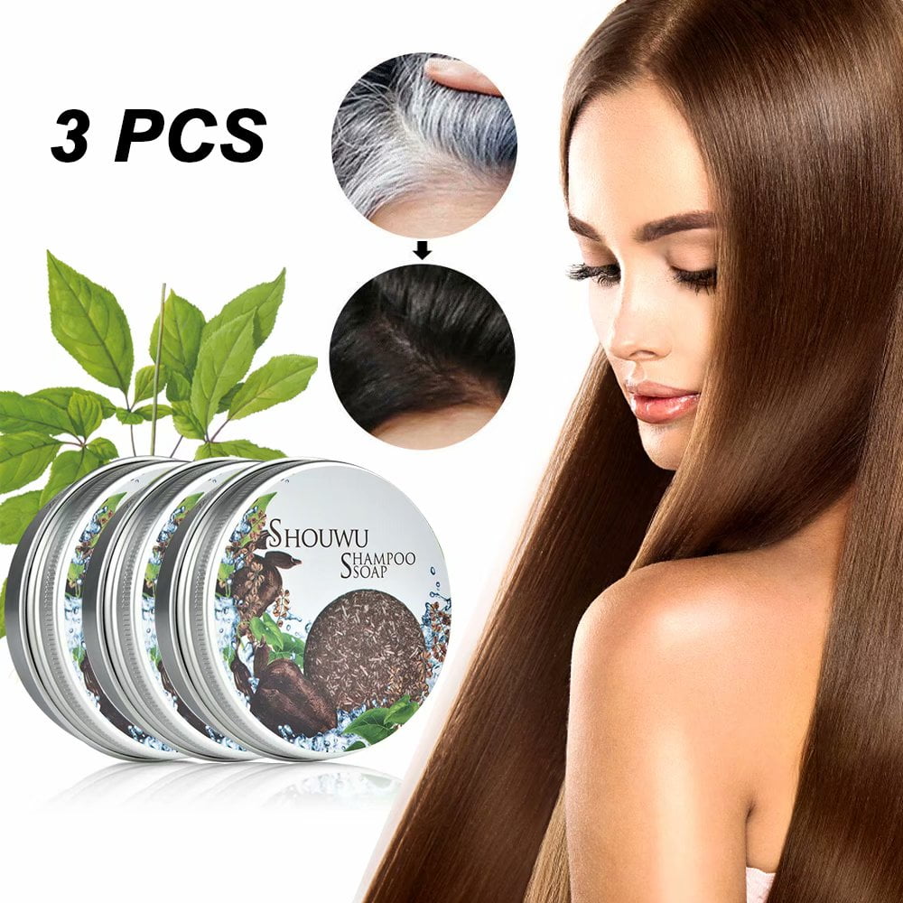 3Pcs Anti Grey Hair Solid Shampoo Soap 100% Natural Organic Conditioner Repair Dry Damaged Hair Anti Hair Loss Hair Darkening Shampoo Bar Naturally Restores Pigment Cells 