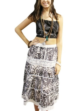 Mogul Women's Bohemian Gypsy Chic Long Skirt Boho Fashion Maxi Retro Elasticated Waist Printed Skirts SML