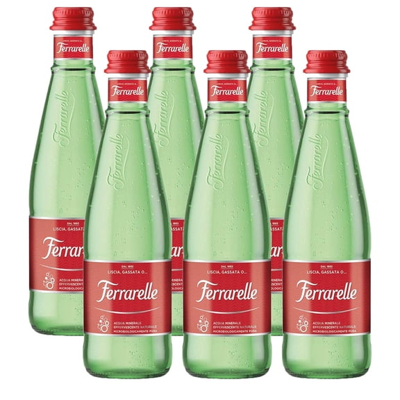 Ferrarelle Sparkling Water, Natural Mineral Water, 11.2 Oz Glass Bottle, 6 Pack