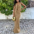 thumbnail image 6 of Women Maxi Skirt Set 2 Piece Outfits Sleeveless Top Maxi Skirt Going Out Two Piece Skirt Set Khaki M, 6 of 7