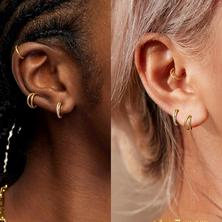 Double Helix Piercing Jewelry Conch Multiple Hoop Earrings 3pcs