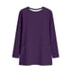 thumbnail image 4 of Tops de Manga Larga de las Mujeres Casual Color Sólido Cuello Redondo Suelto Encaje Superior con Bolsillo, Tops de Manga Larga de las Mujeres, 4 of 8