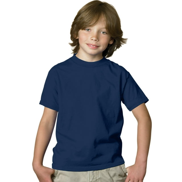 Hanes T-Shirt Lourd pour Garçon 5,2 oz COMFORTSOFT, TP, Marine