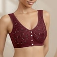 thumbnail image 2 of No Underwire Bras for Women Front Closure Button up Print Underwear Comfortable Breathable Push up Sports Bralettes (S, Wine), 2 of 6