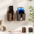 thumbnail image 7 of Wall Mount Storage Caddy,Peach Wood Grain Plastic No Drill Remote Control Organizer with Built in Phone Slot,Space saving Wall Pouch for Bedroom Bedside Living Room Sofa Side Small Item Sorting, 7 of 7