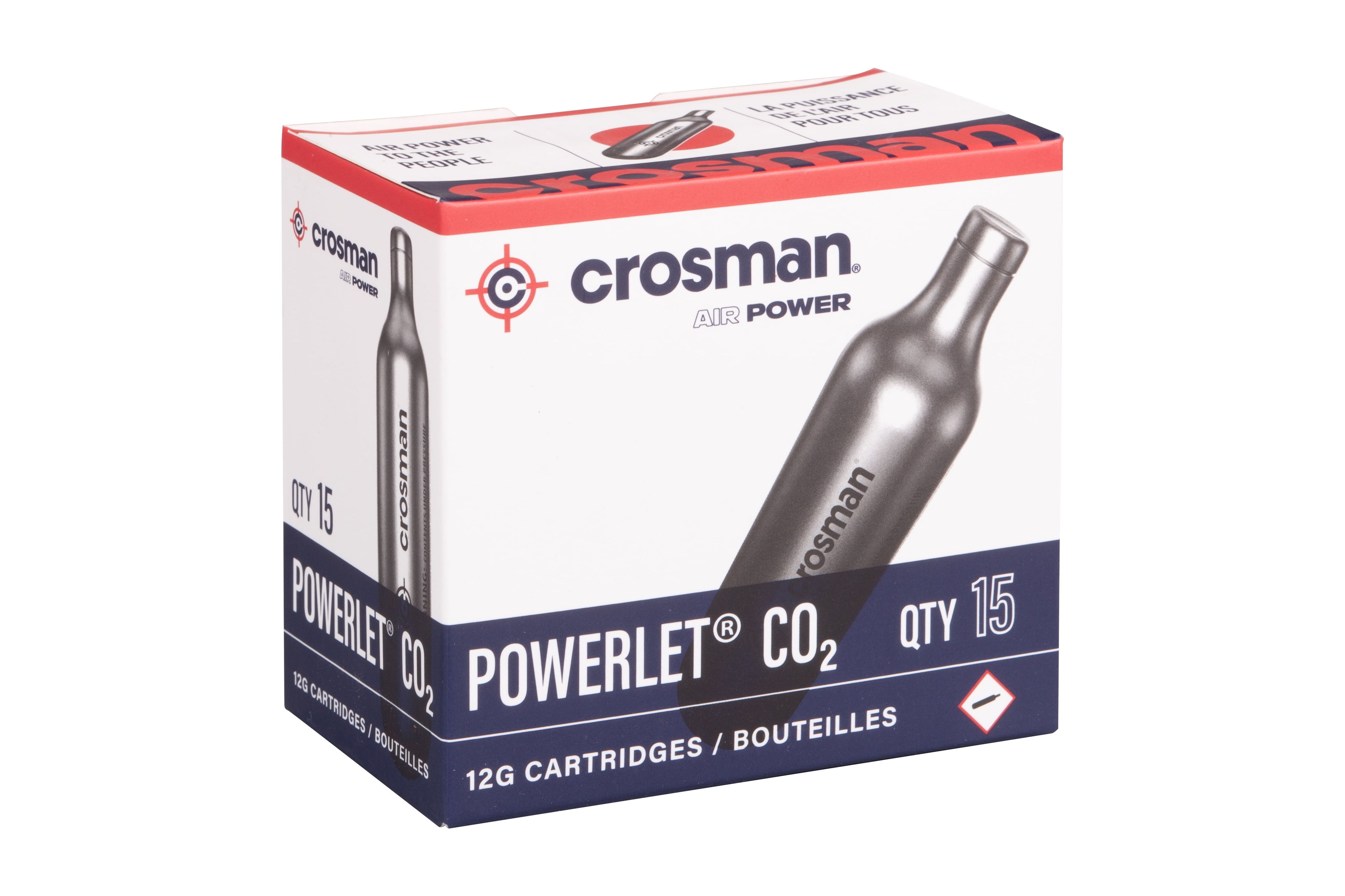 (3 pack) Crosman 12 Gram CO2 Powerlet, 15 Count, C2315, for Airguns and Paintball Markers. Silver