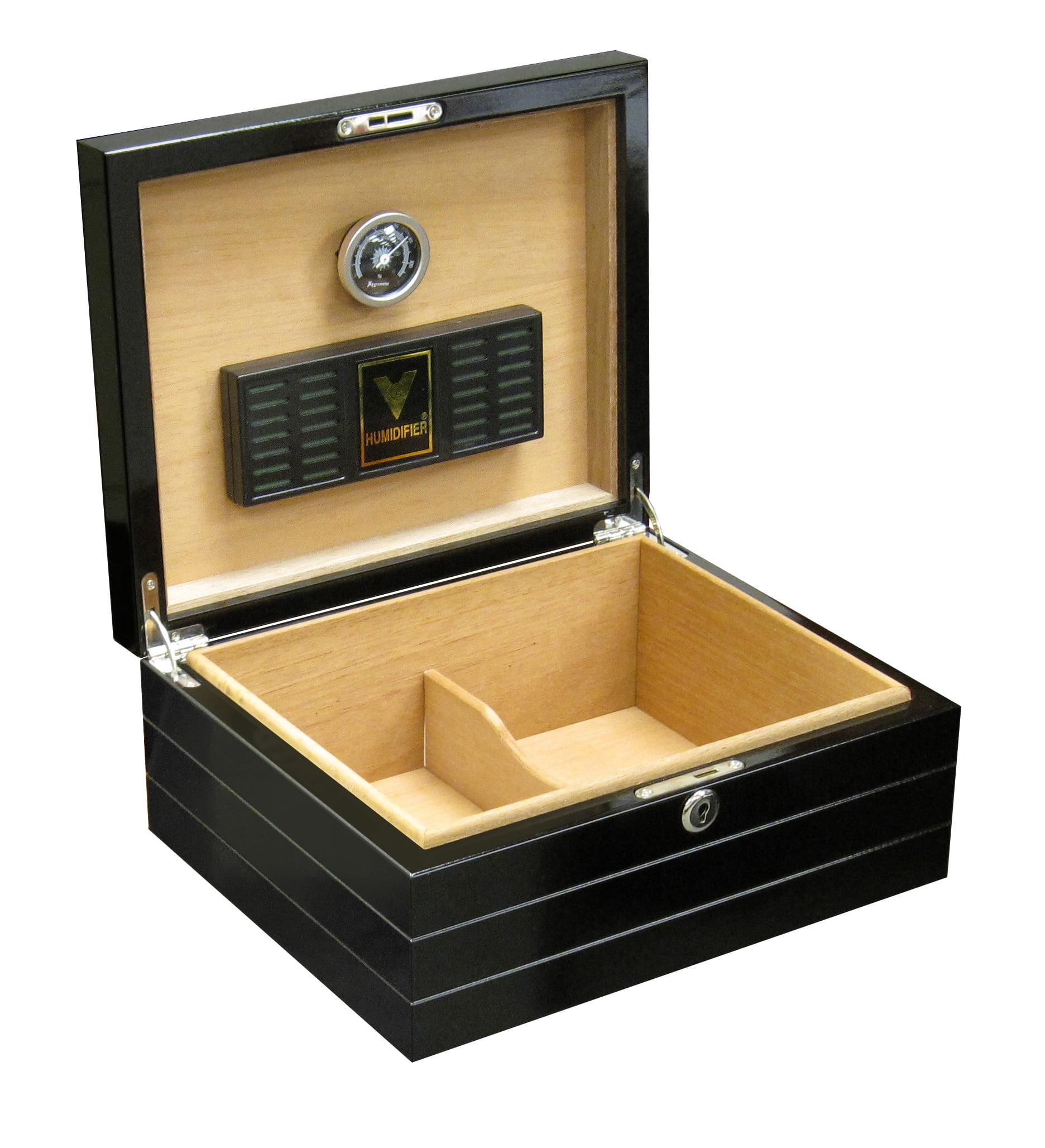 Onyx Desktop Cigar Humidor - High Gloss Black - Capacity: 50