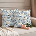 thumbnail image 2 of Teal Blue Pumpkin Outdoor Waterproof Pillow Covers, Thanksgiving Green Eucalyptus Autumn Decorative Square Throw Pillowcase Sofa Cushion Sham for Patio/Couch/Chair, 24"x24" 2 Pack, 2 of 8