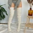 thumbnail image 2 of Nooxsoe Women's Cable Knitted Boot Socks Extra Long Thigh High Winter Stockings Over Knee Leg Warmers White One Size, 2 of 3