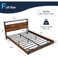 thumbnail image 3 of Sailvan Full Size Bed frame with RGB LED Lights and Charging Station, Metal Full Bed Frame with Storage Headboard, No Box Spring Needed,Rustic Brown, 3 of 10