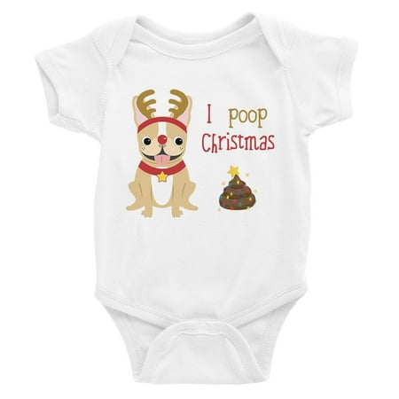 

Frenchie Christmas Poop Funny WHITE Baby Bodysuit X-mas Gift