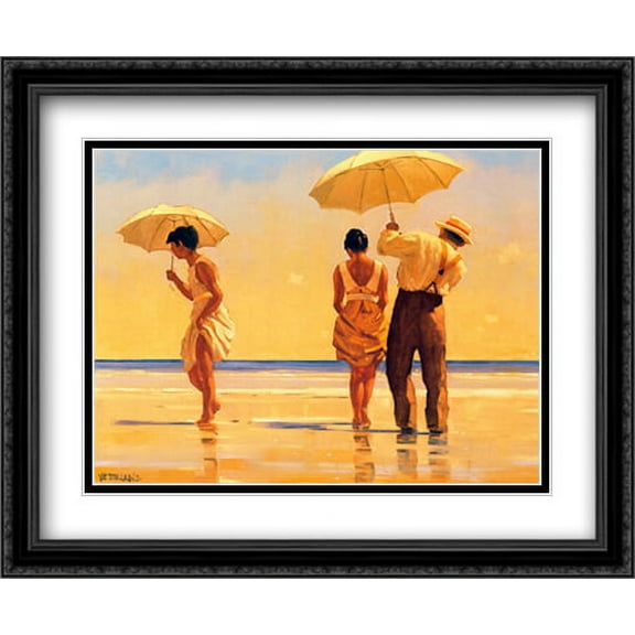 Mad Dogs 2x Matted 36x28 Large Black Ornate Framed Art Print by Jack Vettriano