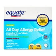 Equate Allergy Relief Loratadine Tablets 10 mg, Antihistamine, 10 Count