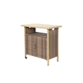 thumbnail image 4 of Beige Outdoor Wicker Rolling Bar Cart with Glass Top, Patio Wine & Beverage Serving Cart on Wheels for Poolside, Backyard & Garden Party, 4 of 8