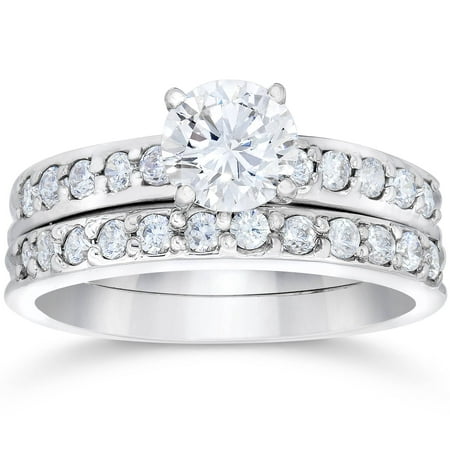 1 Carat Diamond Engagement Ring Matching Wedding Band Prong Set 14K ...