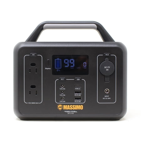 UPC: 0850021995027 | Massimo 300W Power Station 6.4lb Lithium Battery Solar Generator Backup Power Supply with Emergency Light for Home CPAP (110V AC Outlet  2 DC Port  Car Port  Type C  QC 3.0)