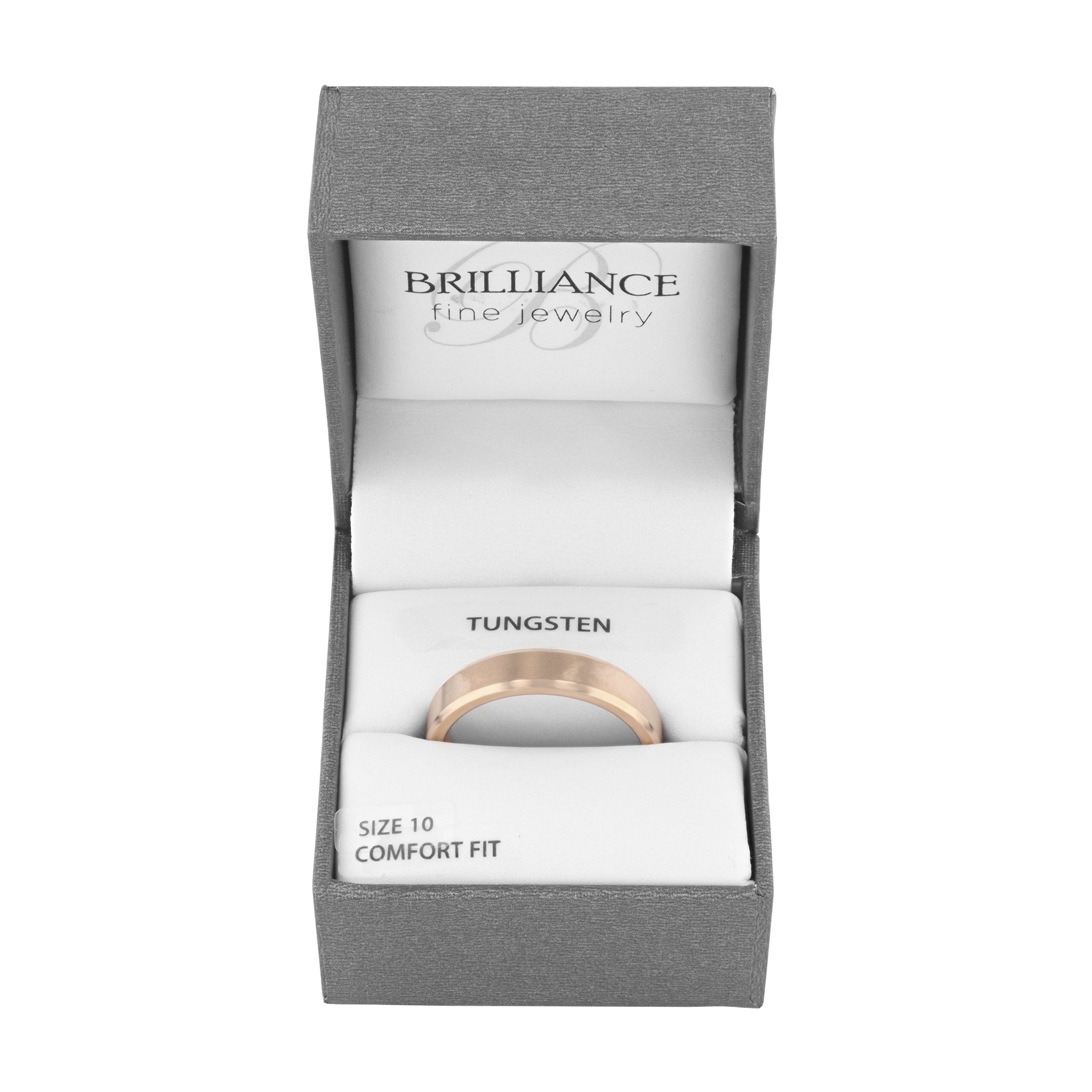 Mens Rose-Tone Tungsten 5MM Plain Beveled Comfort Fit Wedding Band - Mens Ring