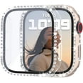 thumbnail image 1 of 2 Pack Bling Case with Tempered Glass Screen Protector for Apple Watch Series 8 & Series 7 41mm, All Round Full Protection Hard PC Cover Bumper for iWatch 8 7 Accessories,Clear+Clear, 1 of 5