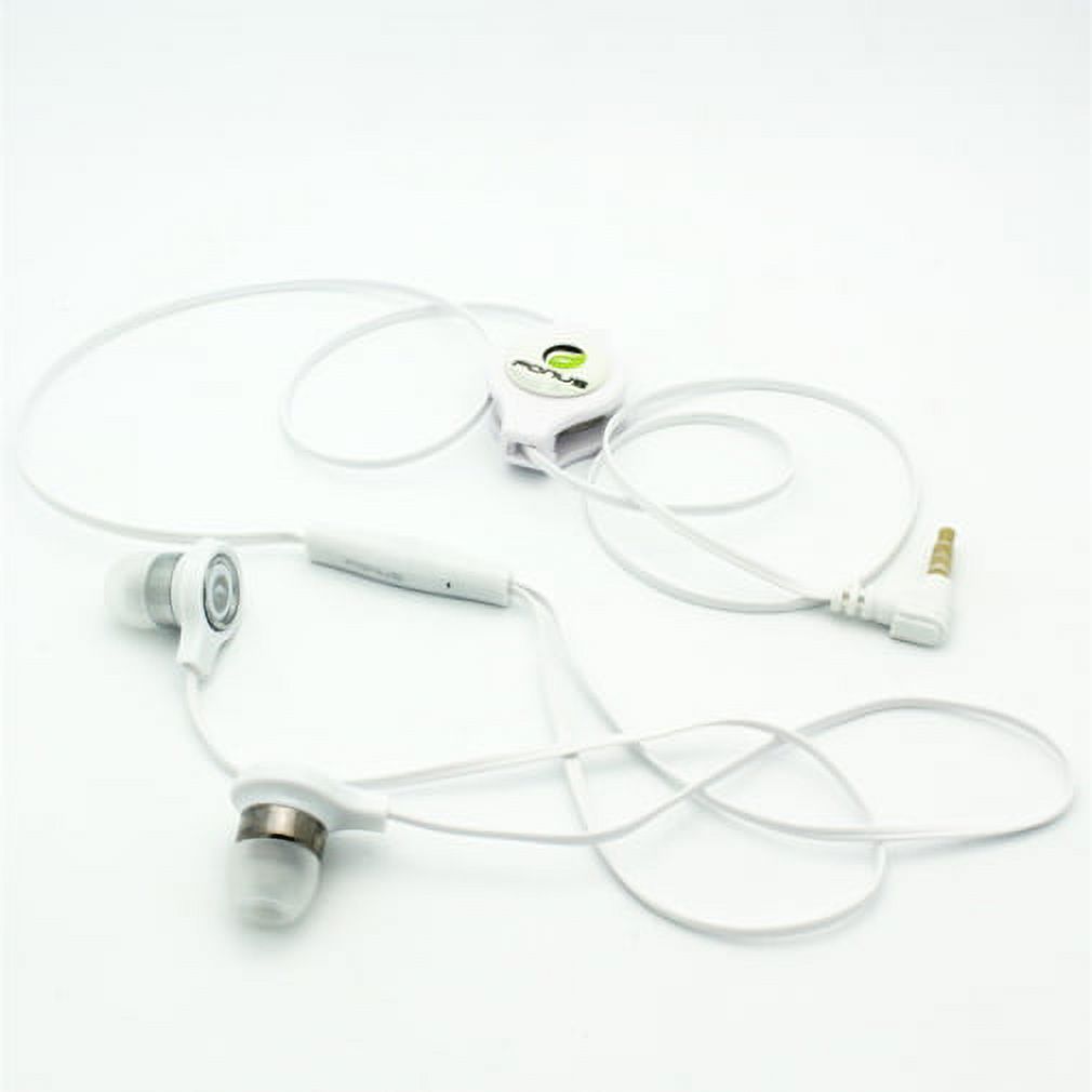 Retractable Headset Handsfree Earphones Mic Earbuds Headphones In-Ear Wired [3.5mm] [White] BYY for ZTE Overture 2, Prestige 2 (N9136), Sonata 2, Warp 7, ZMax Champ - image 3 of 6