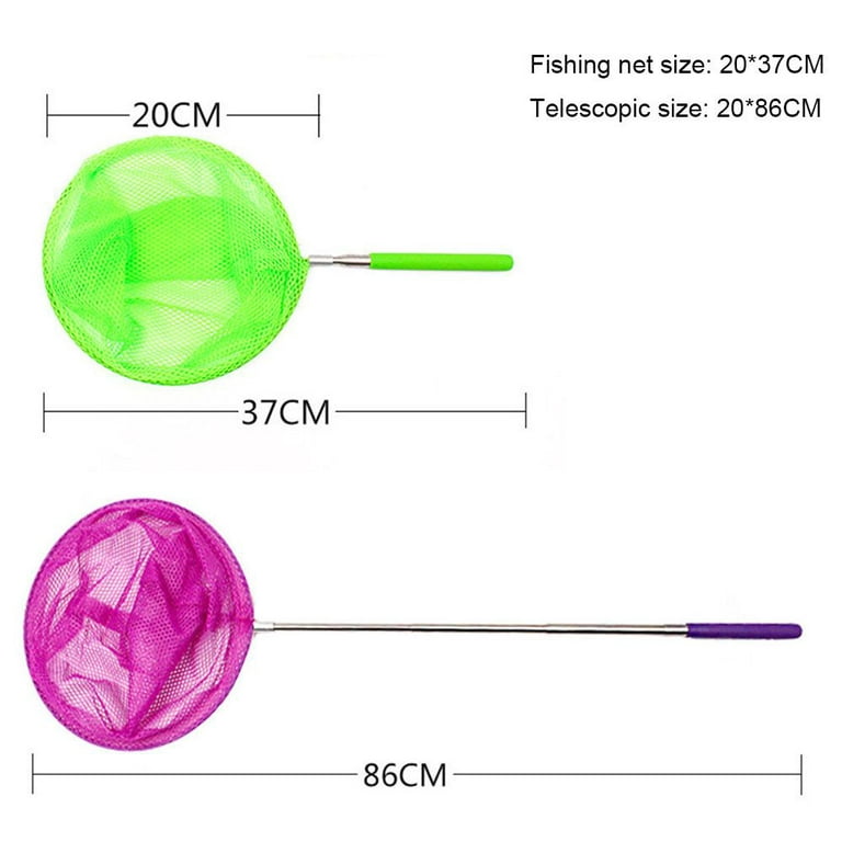 Colorful Extendable Children's Anti Slip Insect Catch Mesh Butterfly Net  Telescopic Kids Fishing Net PINK 