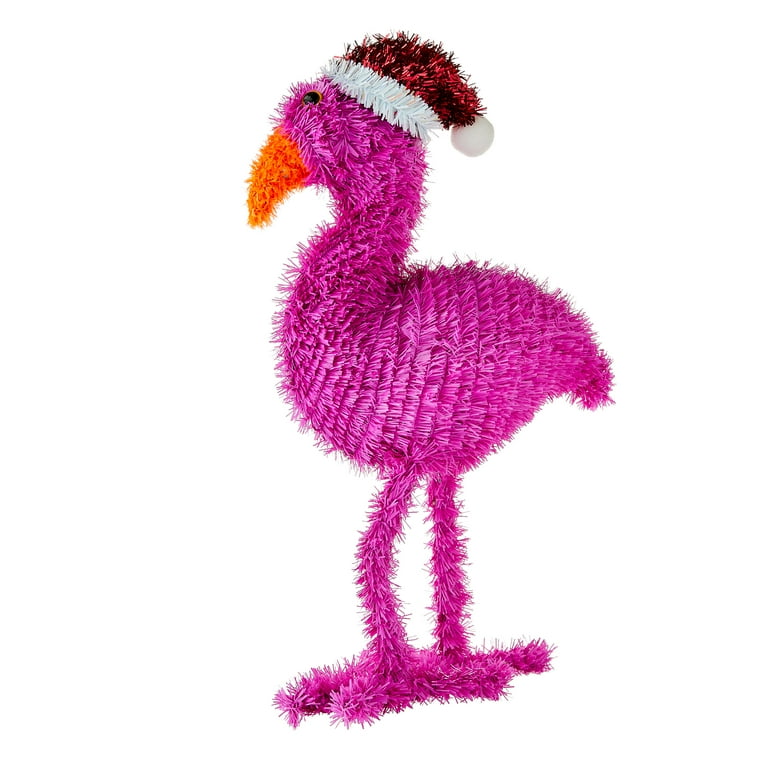 Pink Tinsel Flamingo Christmas Decoration, 15