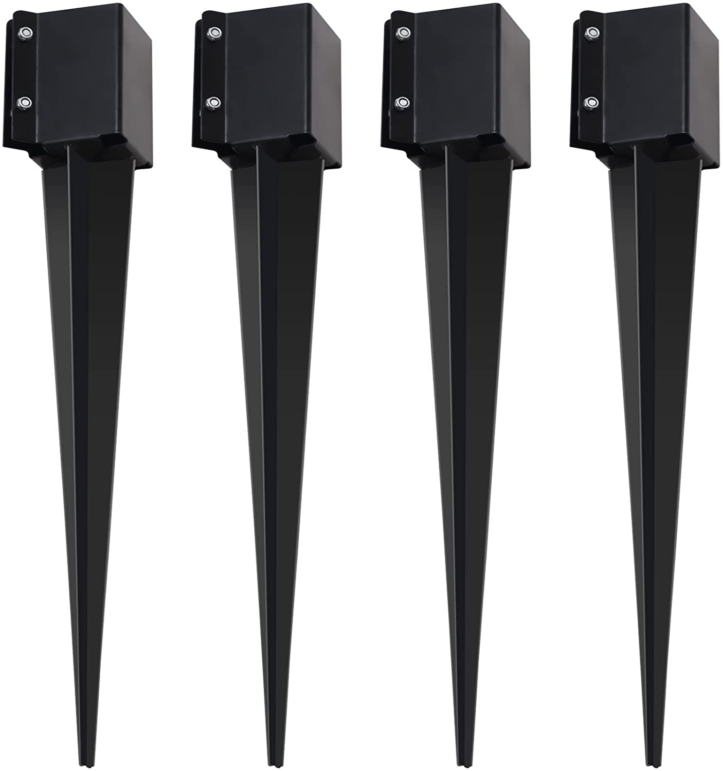 Caybay Fence Post Anchor Ground Spike Heavy Duty Metal Black Powder