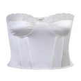 thumbnail image 4 of Women Strapless Off-Shoulder Lace Trim V-Neck Wild Tube Tops, 4 of 6
