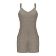 thumbnail image 5 of QATAINLAV Women's Maternity Sleeveless Rompers Summer Casual Spaghetti Strap Ribbed Knit Shorts Overalls Loose V Neck Wide Leg Onesie Shorts with Pockets Khaki XXL Ofertas de Hoy en Liquidación, 5 of 9
