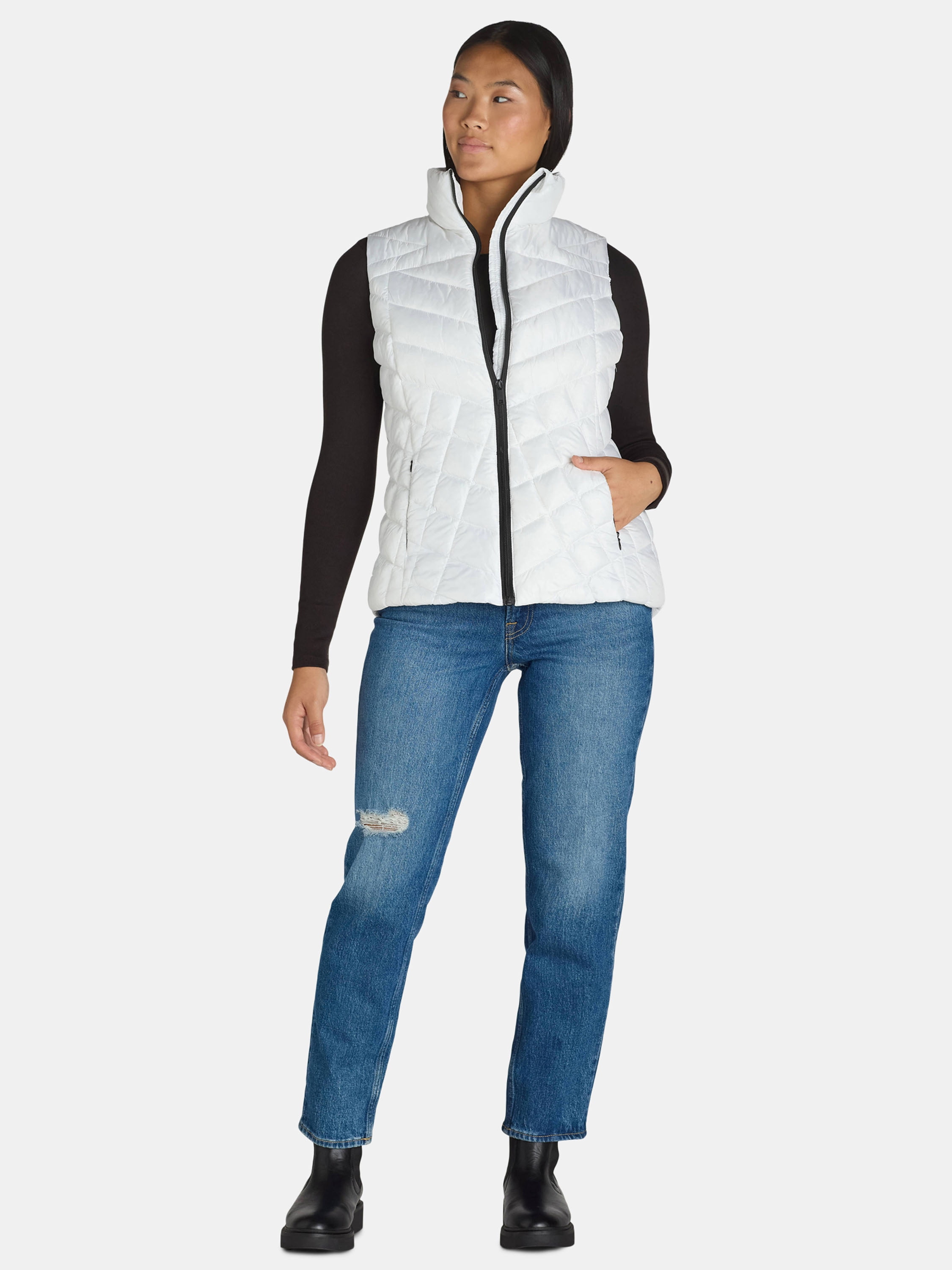 Big Chill Women's Chevron Quilted Puffer Vest, Midweight, Sizes S-3X