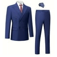 thumbnail image 2 of Men's 2-Piece SUIT Double-breasted solid color Suit Set buckle Shawl Lapel Slim-Fit Tuxedo Blazer  Dress & Pants, 2 of 4